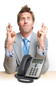 Man with fingers crossed