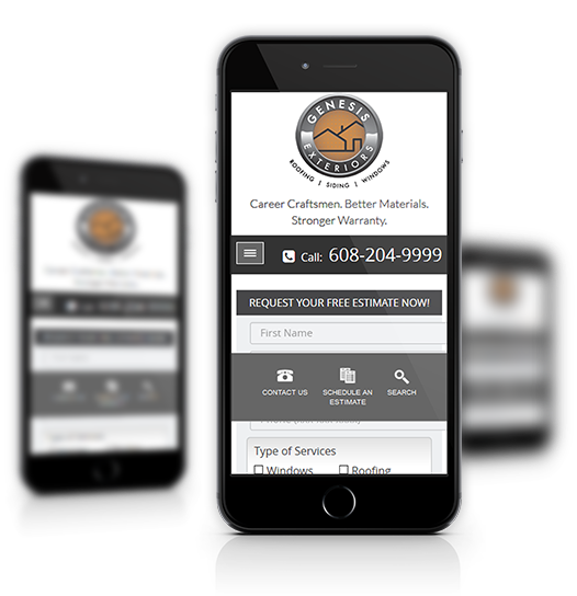 Mobile View of Genesis Exteriors Home Page