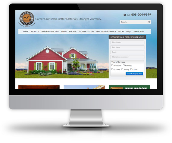 Desktop View of Genesis Exteriors Home Page