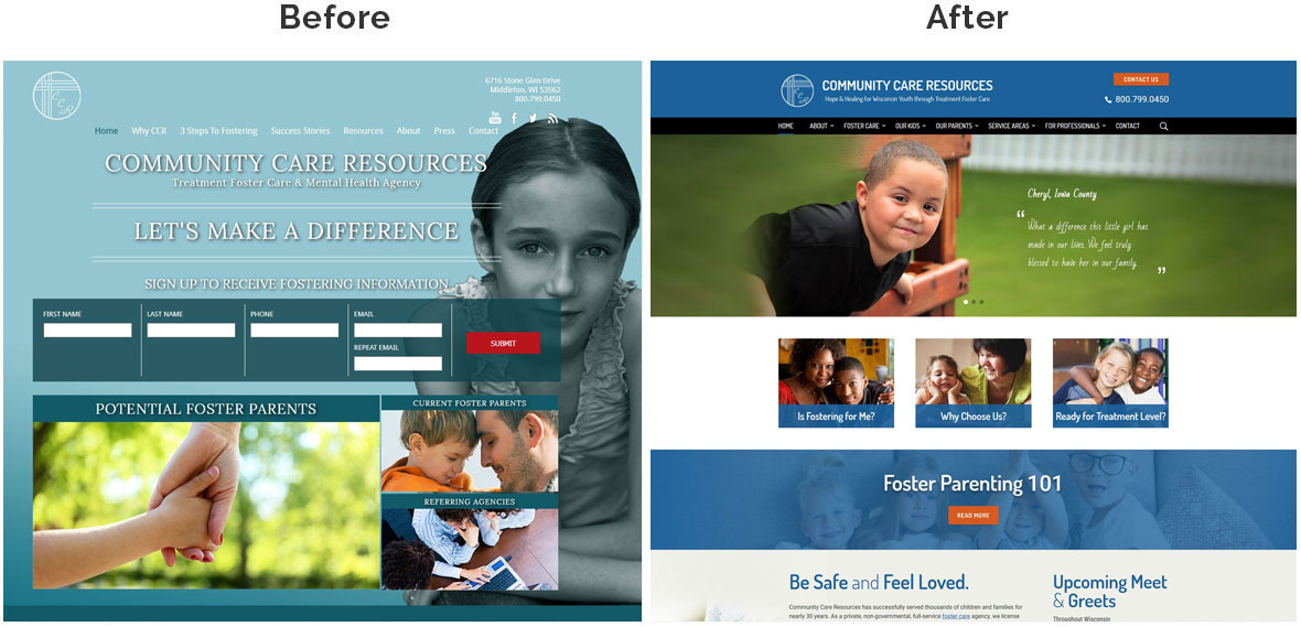 CCR Home Page Before and After