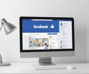 A Facebook page cluttered with banners and buttons.