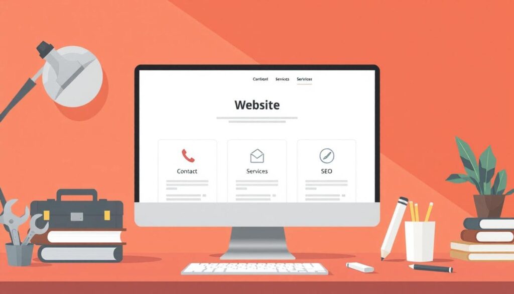 A single-page website design on a computer