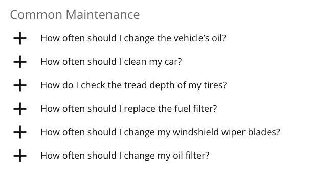 An example of an FAQ accordion