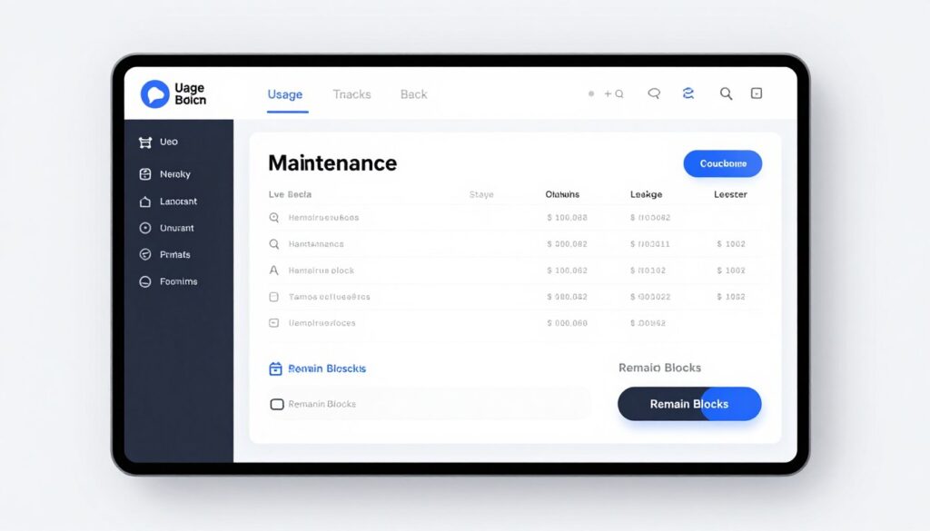 maintenance blocks system dashboard showing block usage tracking
